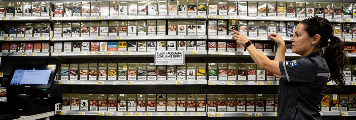 Cigarette packaging on the counter